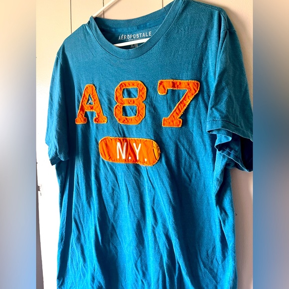 Aeropostale Teal and Orange Graphic Tee Men’s Size XL - Picture 4 of 11